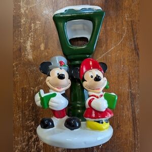 Disney Mickey and Minnie Mouse Ceramic Tealight Holder Winter Caroling Holiday